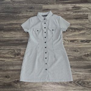 Vintage Black and White Gingham Button Down Dress